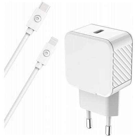 Caricabatterie Da Muro 30w Power Delivery + Cavo Usb C /lightning, Bianco - Foto 1