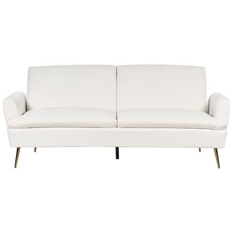 Divano Letto 3 Posti Vettre Velluto Bianco Sporco - Foto 2