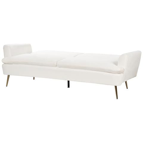 Divano Letto 3 Posti Vettre Velluto Bianco Sporco - Foto 6