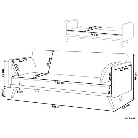 Divano Letto 3 Posti Asaa Tessuto Bianco Sporco - Foto 12