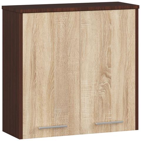 Mobile da Bagno sospeso FIN, 2 ante, 60x22,5x60 cm, Colore Weng? e Sonoma Quercia - Foto 1