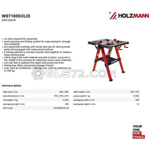 Banco Da Lavoro Pieghevole Richiudibile Holzmann Wst100solid - Foto 8