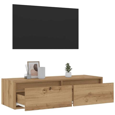 Mobile Porta TV con Luci LED Rovere Artigianale 100X35,5x25 cm - Foto 10