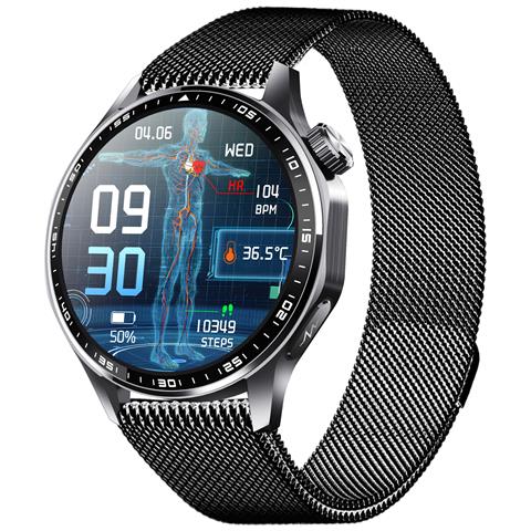 Smartwatch Con Ecg, Cardiofrequenzimetro, Pressione Sanguigna E Contapassi Black Milanese Strap - Foto 13