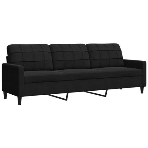 Divano A 3 Posti Nero 210 Cm In Velluto - Foto 2