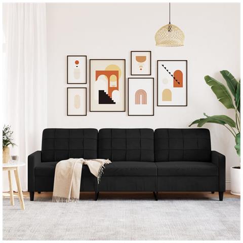 Divano A 3 Posti Nero 210 Cm In Velluto - Foto 3