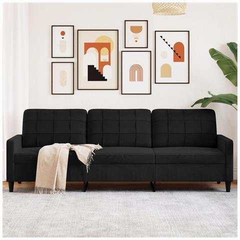 Divano A 3 Posti Nero 210 Cm In Velluto - Foto 1