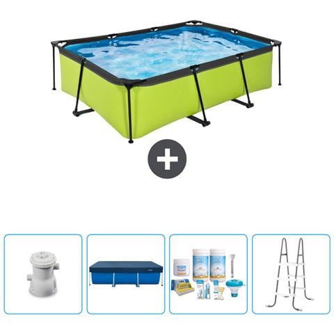 Piscina Fuori Terra - Rettangolo - 220x150x65 Cm - Groen - Include Accessori Coordinati Cb64 - Foto 1