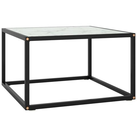 Lusso Casadino - Tavolino Da Salotto Nero Con Vetro Marmo Bianco 60x60x35 Cm - Foto 2