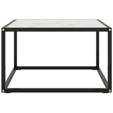 Lusso Casadino - Tavolino Da Salotto Nero Con Vetro Marmo Bianco 60x60x35 Cm - Foto 1