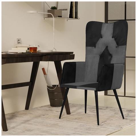 Lusso Casadino -  Poltrona Wingback Nera E Grigia In Vera Pelle - Foto 8
