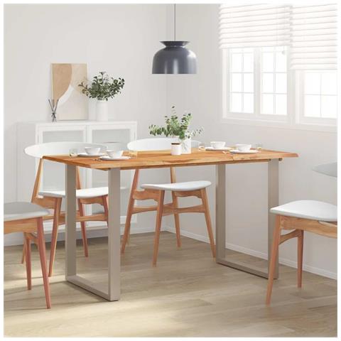 Tavolo Da Pranzo 140x70x76 Cm In Legno Massello Di Acacia - Foto 8