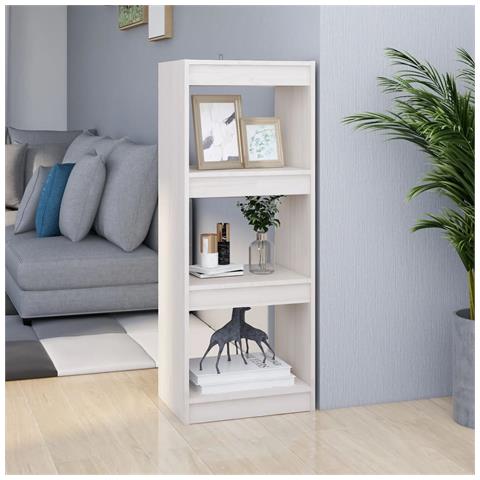 Libreria /divisorio Bianco 40x30x103,5 Cm Legno Massello Di Pino - Foto 8