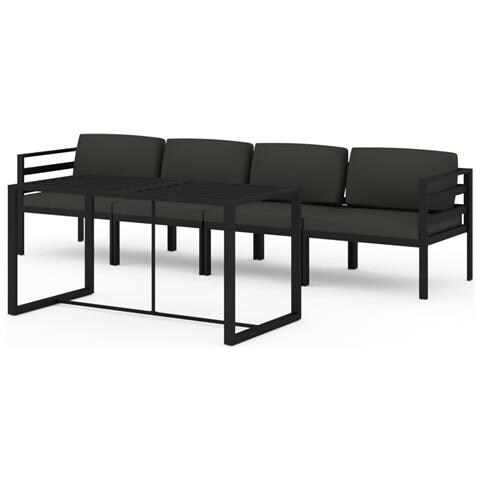 Lusso Casadino - Set Divani Da Giardino 5 Pz Con Cuscini In Alluminio Antracite - Foto 1