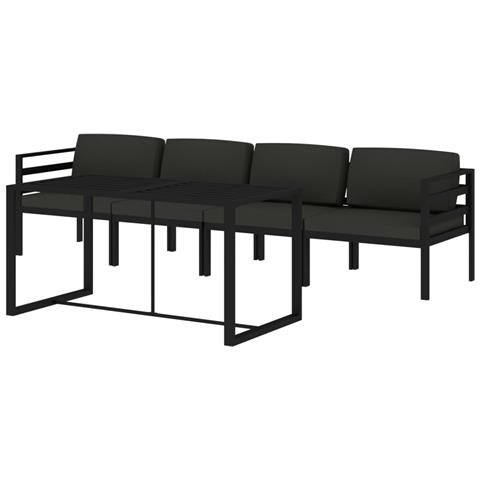 Lusso Casadino - Set Divani Da Giardino 5 Pz Con Cuscini In Alluminio Antracite - Foto 2