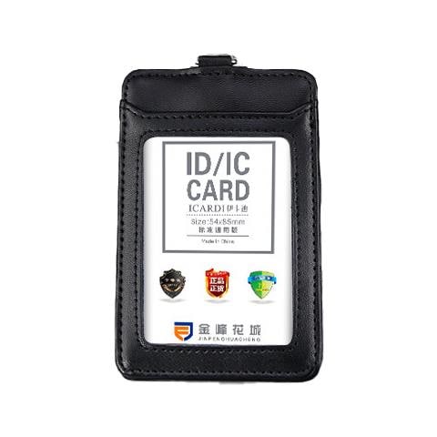 Porta Badge In Vera Pelle Con Laccio Retrattile Black - Foto 1