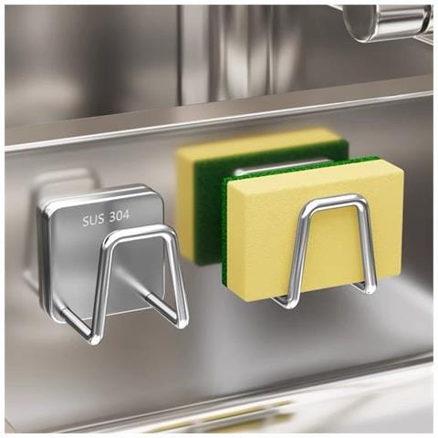 Portaspugna In Acciaio Inossidabile Spazzolato - Organizzazione Efficiente Per La Tua Cucina - Foto 2