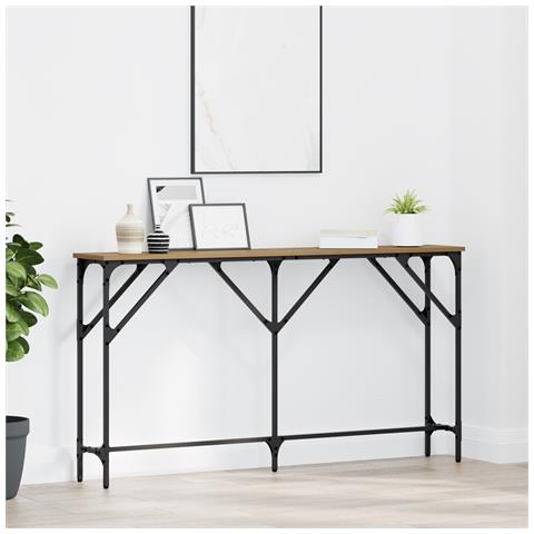 Tavolo Console Rovere Artigianale 140x23x75 cm Legno Ingegnerizzato - Foto 2
