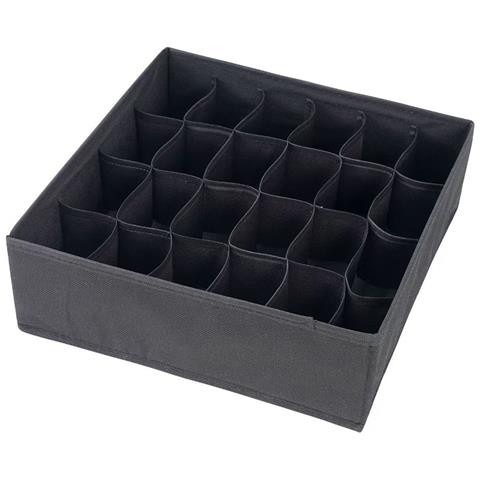 Set Di 2 Organizzatori Neri In Tessuto Non Tessuto Per Cassetti Per Biancheria Intima, Calze E Vestiti - Foto 1