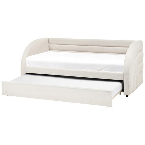 Letto Estraibile Bouclé Albiac 90 X 200 Cm Bianco - Foto 6