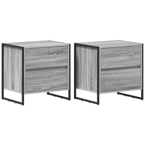 Comodino con cassetto 2 pcs Grigio Sonoma 50 x 39.5 x 50 cm - Foto 1