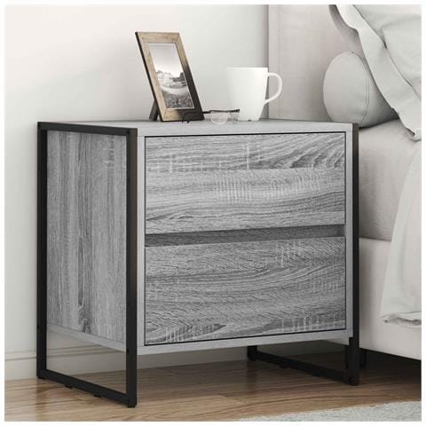 Comodino con cassetto 2 pcs Grigio Sonoma 50 x 39.5 x 50 cm - Foto 2
