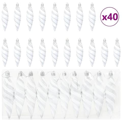 Palla a spirale di Natale 40 pcs Bianco Plastica - Foto 1