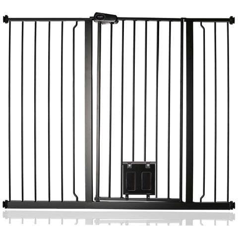 Bettacare Cancelletto Per Animali Con Gattaiola Bloccabile, 120.3cm - 127.9cm, Nero, Altezza Di 104cm - Foto 1