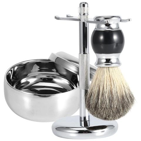 Kit Professionale 3 In 1 Per Pennello Da Barba: Pennello, Ciotola Per Sapone E Supporto - Foto 1