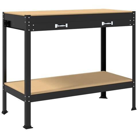 Banco da lavoro con cassetto Nero 114 x 54 x 91 cm - Foto 1