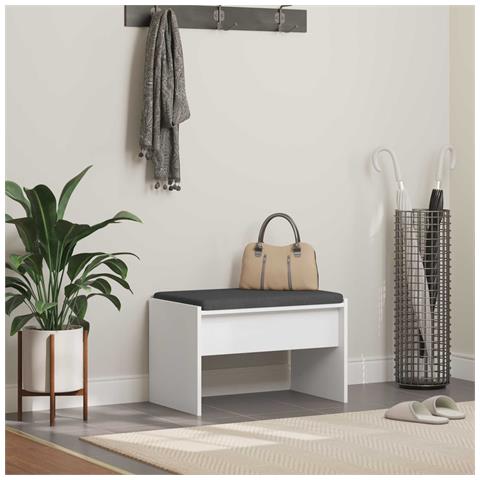 Panca per ingresso con cuscino Bianco 63 x 38 x 40 cm - Foto 2