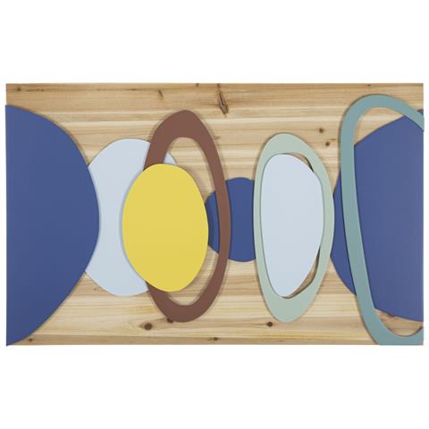 Decorazione In Metallo E Legno Geometrico 12-multicolore-legno-80x2,5x50 Cm - Foto 1