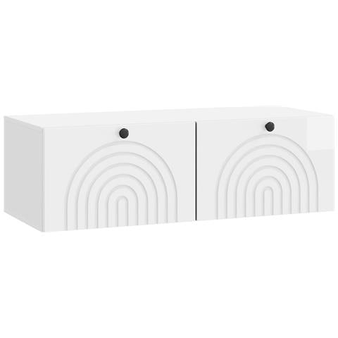 Mobile Porta TV da Muro Bianco Lucido 98 x 41 x 30 cm - Foto 1