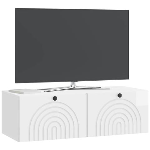 Mobile Porta TV da Muro Bianco Lucido 98 x 41 x 30 cm - Foto 2