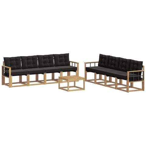 Set di divani da esterno con cuscino 9 pcs Bianco e Nero - Foto 1