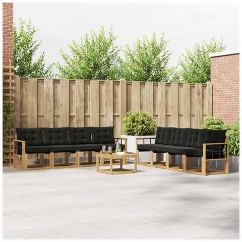Set di divani da esterno con cuscino 9 pcs Bianco e Nero - Foto 2