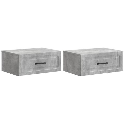 Mobiletto da notte a muro con cassetto 2 pcs Grigio Cemento - Foto 1