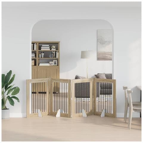 Cancello per cani pieghevole con supporti 4 pcs Rovere Sonoma - Foto 2