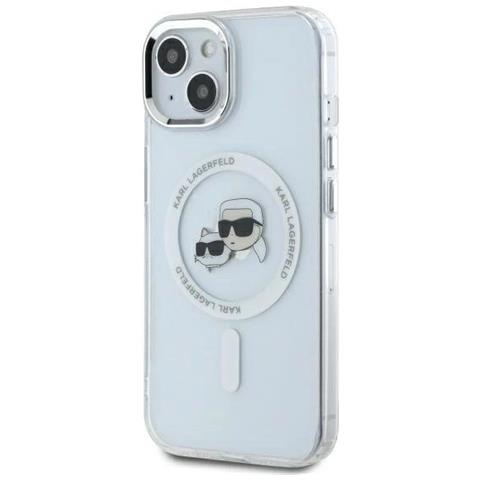 Custodia Iphone 14 Karl Lagerfeld Iml Metal Karl & Choupette Head Magsafe - Bianca - Foto 1
