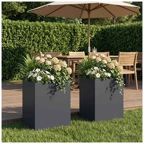 Vaso da giardino 2 pz Antracite 40 x 30 x 50 cm - Foto 2
