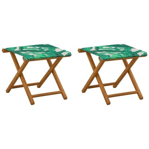 Lettino 2 pcs Legno di Eucalipto Massello Motivo a Foglie - Foto 1