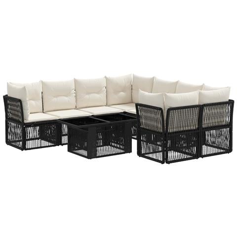 Set Divano da Giardino 9 pz Nero polyrattan - Foto 1