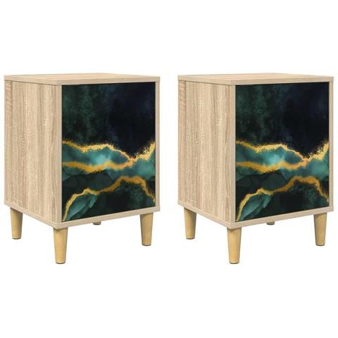 Armadio da Notte WIJHE 2 pz Rovere Sonoma 36 x 33 x 50 cm - Foto 1