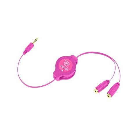 Cavo Splitter Rettrattile Per 2 Auricolari Eucablesplpk Rosa 0816983011373 - Foto 1