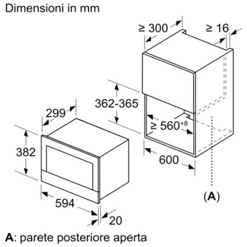 Forno Microonde da Incasso BFL634GS1 con Capacità 21 Litri Potenza 900 Watt Colore Acciaio Inossidabile - Foto 5