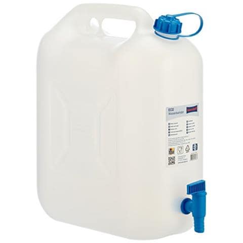 Tanica acqua ECO da 22 litri con rubinetto, PEHD Colore naturale, con rubinetto di scarico Montato fisso (colore blu)  - Foto 1