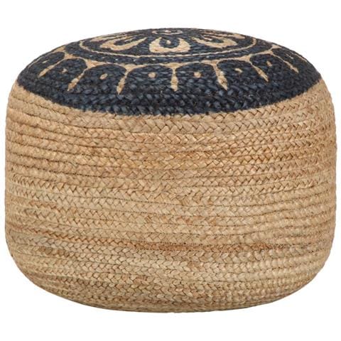 Pouf Lavorato A Mano Blu 45x30 Cm In Juta - Foto 1