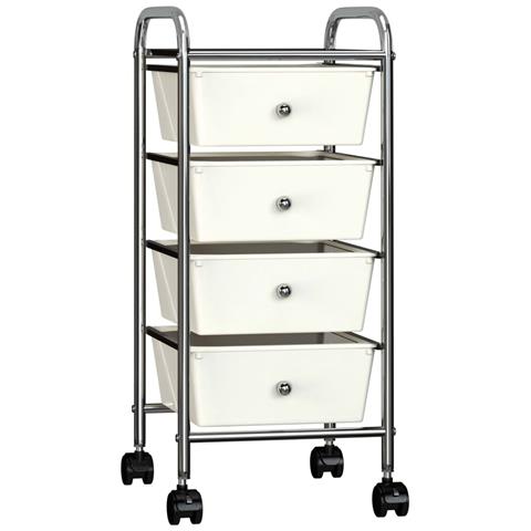 Carrello Portaoggetti Mobile Con 4 Cassetti Bianco In Plastica - Foto 1