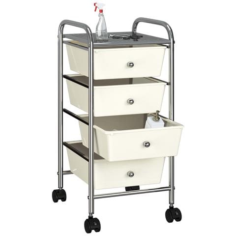 Carrello Portaoggetti Mobile Con 4 Cassetti Bianco In Plastica - Foto 9