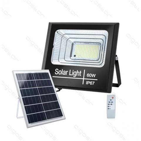 Faro Led Con Pannello Solare Mod1 60w 650 Lumen 6500k Luce Fredda Ip67 Misura L260*h220*w70mm Policristallino - Batteria 12 Ore - Foto 1